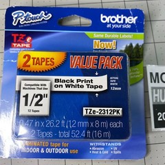 2 PACK BROTHER TZe-231 12mm 1/2″ LABEL CASSETTE BLACK PRINT WHITE TAPE ORIGINAL