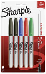 Sharpie Fine Point Permanent Markers, Assorted Colors, 5 Count (1912892)