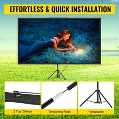VEVOR Tripod Projector Screen with Stand 70 inch 4K HD 16:9 Home Cinema Portable
