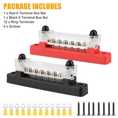 6 Way Power Distribution Bus Bar Terminal 150A Screws Battery Block for Car Boat