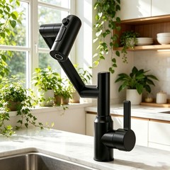Flexible Swing Arm Faucet, Digital Temperature Display, Hot & Cold Mixer Tap