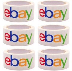6 Rolls eBay Branded BOPP Shipping Tape Black Logo 2 inches x 75 Yards