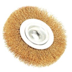 Robtec 3 in. x 1/2 in. Arbor Crimped Brass Coated Steel Wire Wheel Brush