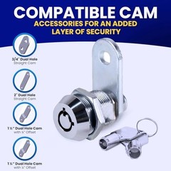 FJM Security 2400AS-KA Tubular Cam Lock with 5/8″ Cylinder and Chrome Finish,