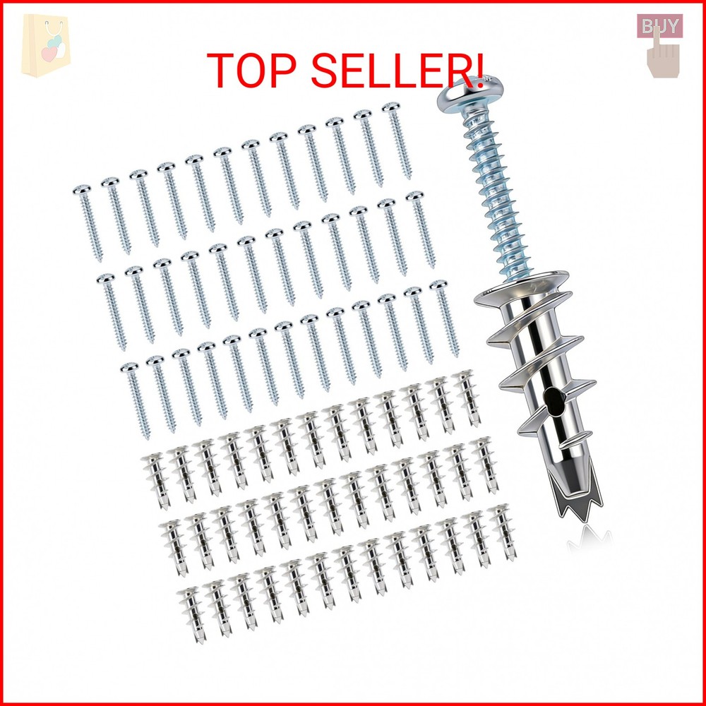 116 Pcs Metal Drywall Anchors Zinc Self-Drilling Screws Kit