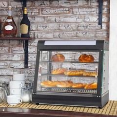 3 Tiers Commercial Food Warmer Display Countertop Pizza Heated Show Case w/Bulb