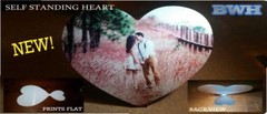 Heart Shaped Sublimation Photo Blank, Self Standing, w/ attached stand, 10 pc **