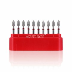 AZDENT Dental Bur Diamond Burs FOOTBALL Multi-Use FINE RED Polishers 10PCS/PACK