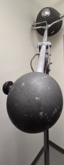 Large 9′ Antique Industrial Surgical Light Chrome & Gray In Original Condition