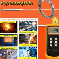 2 Packs TL1913SL K-Type thermocouple Probes -50℉~1100℉ 12in /0.04 in /47