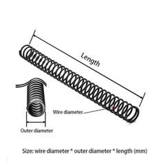 Compression Pressure Spring Wire Dia 0.3-6mm Spring Steel OD 3mm~50mm Long 305mm