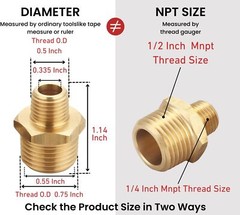 Brass Reducing Hex Nipple, 1/4 Inch NPT Male Pipe X 1/2 Inch NPT Male Pipe 4