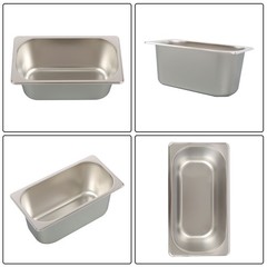 6 Pack 6″ Deep Hotel Pans Steam Table Pan Stainless Steel 1/3 Size with Lid