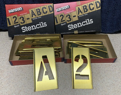 Hanson 3″ Number & 3″ Letter Brass Stencil Set (NEW) 10013 & 10033