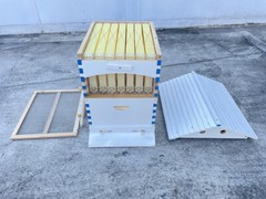 7PCS Automatic Honey Beehive Frames + White Painted Beehive House wooden Box New