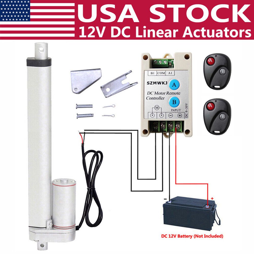 Heavy Duty 12V Linear Actuator +Motor Forward Reverse Controller +Mount Brackets