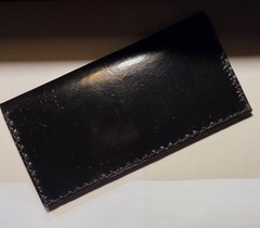 SB Black Leather Business Card Holder Wallet Case with SB Logo Hand Made.