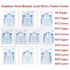 10Packs AZDENT Dental Orthodontic Stainless Steel Round Arch Wires Natural Form