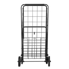 VEVOR Folding Shopping Cart Rolling Grocery Cart with Double Baskets 110 LBS