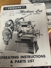 Peerless Mechani-cut Plain/Automatic Operating Instructions Parts List BultnMC55