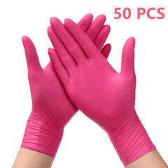 Pink Nitrile Disposable Gloves 20/50PCS Powder & Latex Free Gloves for Kitchen C