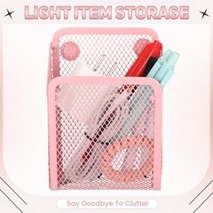 2 Pcs Large Magnetic Pencil Holder Mesh Stainless Steel Pen Basket Magnetic P…