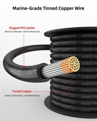 14 AWG Marine Grade Tinned Copper Wire, Waterproof Electrical Cable for Boat, RV