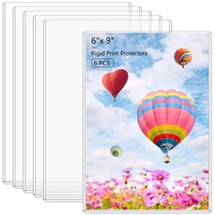 6PCS 6″ x 9″ Rigid Print Protectors Clear Hard Plastic Large Card Sleeves for…