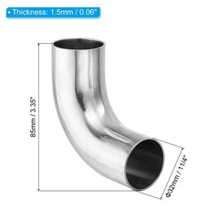 90 Degree Mandrel Bend Elbow 1-1/4″ OD Exhaust Piping Connector 304 Stainless