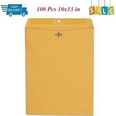 100 Pcs CLASP ENVELOPES 10×13 28lb Kraft Shipping Mailing Gummed Business Manila