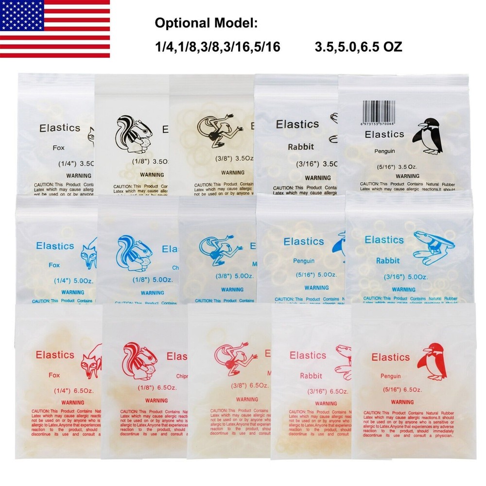 50Dental Orthodontic Elastics Brace Rubber Band 3.5/5.0/6.5OZ Medium Heavy Light