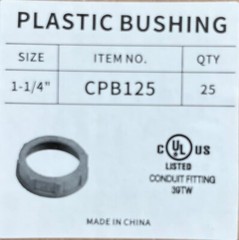 1-1/4″ Thermoplastic Insulating Rigid Metal Conduit Bushing PVC UL CSA 10 pc