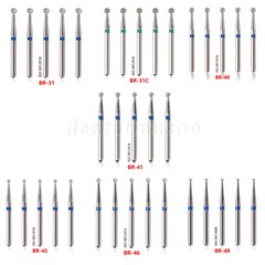 50pcs Dental Ball Round Diamond Burs for High Speed Handpiece FG1.6mm BR-30C B/A