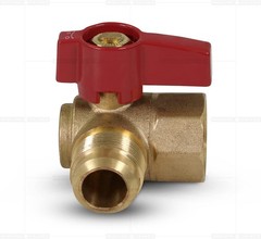 5/8 Inch Angle Gas Ball Valve, Brass, Flare x FIP Connections
