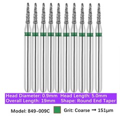 Vakker Dental Round End Taper FG Diamond Bur 849-009C Coarse 10/pk
