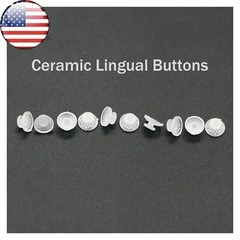 US 100Pcs Dental Ortho Lingual Buttons Ceramic/Metal Bondable Round Mesh Base
