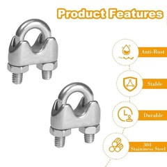 20Pcs 1/8” M3 Wire Rope Clamps 20Pcs M3 Wire Rope Thimble, 304 Stainless Steel