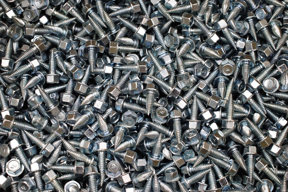 (1000) Self-Stitching 8 x 1/2 Hex Washer Double Thread Duct Stitch Zip Screws