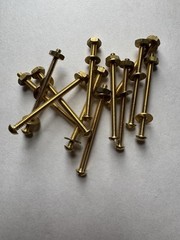 BRASS ROUND HEAD SLOTTED MACHINE SCREWS. 6/32 x 2” W/ F.W & NUTS. 12 PCS. NEW