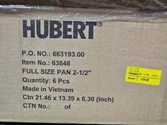 (QTY 6) HUBERT Full Size Pan 2 1/2″ Steam Table Pan 24 Gauge Stainless Steel