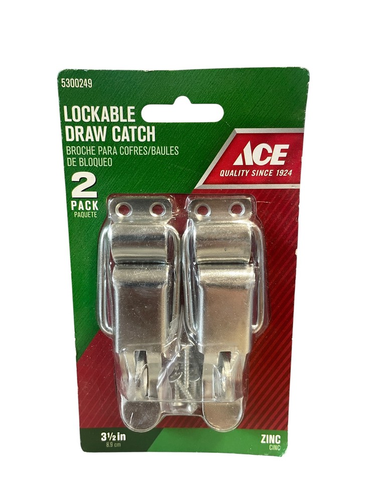 ACE Lockable Draw Catch Latch Hasp Zinc Plated 3.5″ 8.9cm 2 Pack with Screws