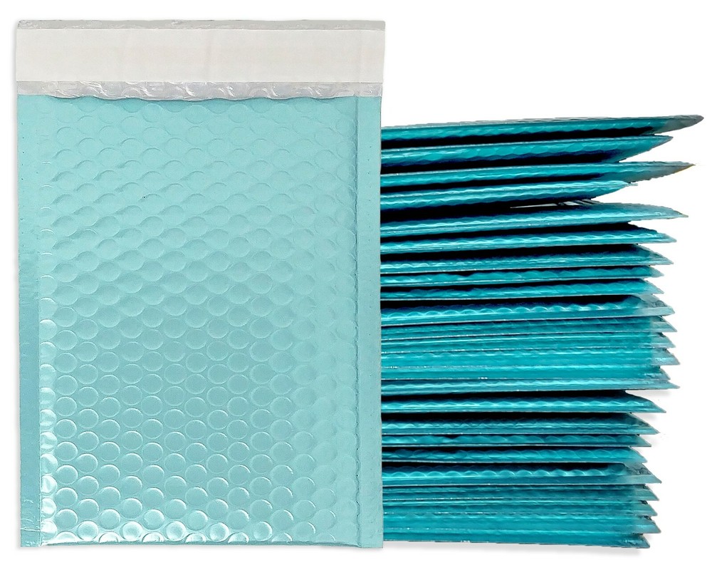 Aqua ICE BLUE Metallic Bubble Mailers 4×8, 8×12, 6×10, 9×13 NEW Padded Envelopes
