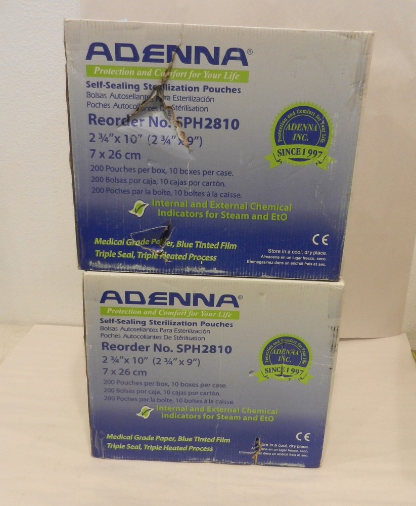 Lot 400 Adenna Medical Grade Sterilization Pouches 2 3/4″ x 10″ – 2 x 200 Boxes