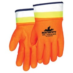 MCR Oil Hauler HI VIS ORANGE Double Dipped Chemical Resistant PVC Rubber Gloves
