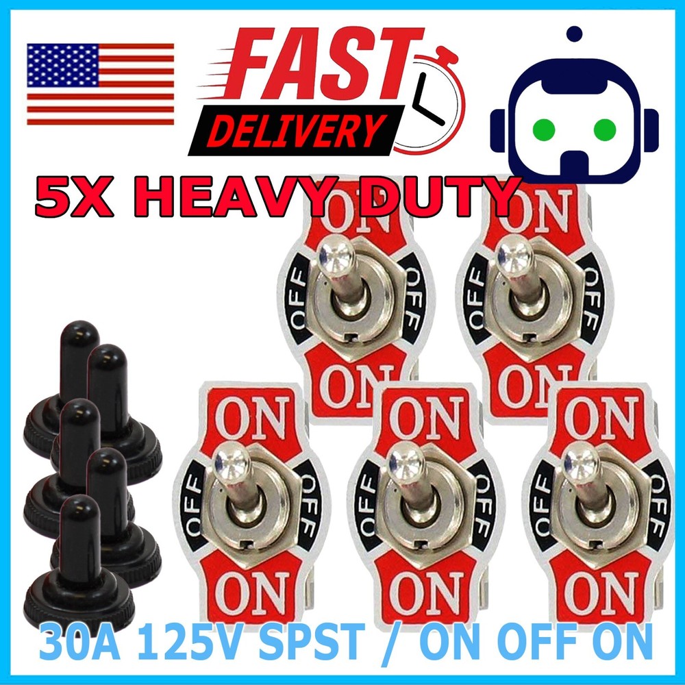 X5 Toggle Switch Heavy Duty 20A 125V SPST 3Terminal ON/OFF/ON Car Waterproof