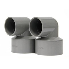 PVC 90° Elbow Reducing Pipe Fitting Reducer Socket Coupling I.D. 20mm-110mm Grey