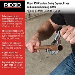 RIDGID 1/8″ to 1-1/8″ Copper & Stainless Steel Tubing Cutter w/ Spare Wheel