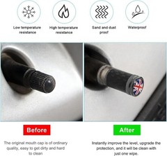 4 PCS Car Tire Valve Stem Caps, Leakproof Auto Rim W Size: UK FlagColor: Black