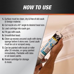 DAP Alex Fast Dry Caulk Plus Silicone 10.1 oz Waterproof Paintable White Caulk