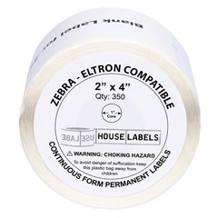 ZEBRA / ELTRON 2×4 (2″ x 4″) Thermal Labels – 18 Rolls of 350 Labels – 1″ core